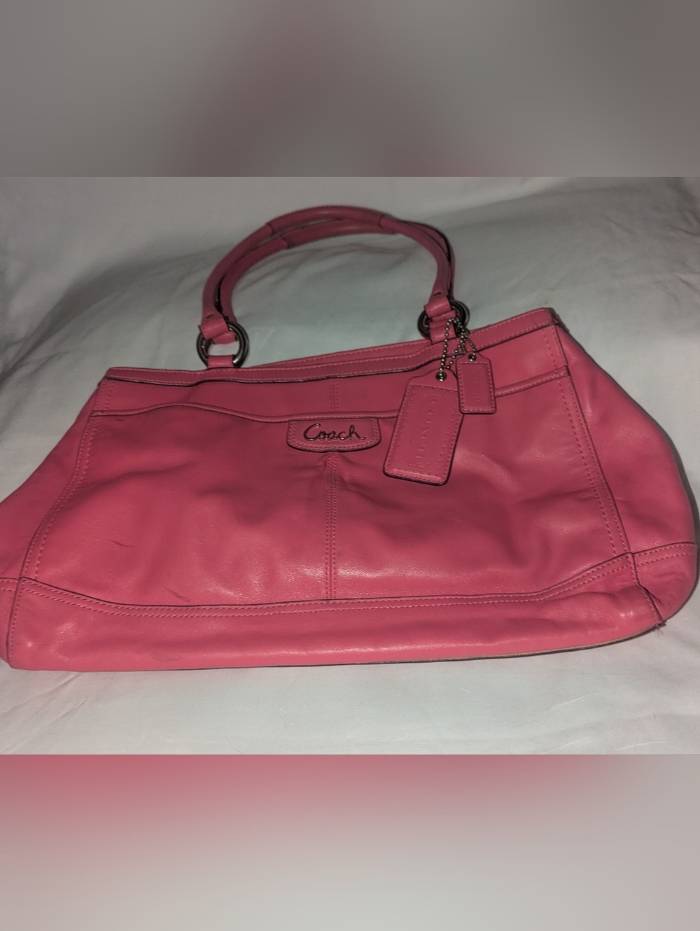 Coach Pink Leather Satchel with Double Top Handles. F 19728 - Picture 11 of 16